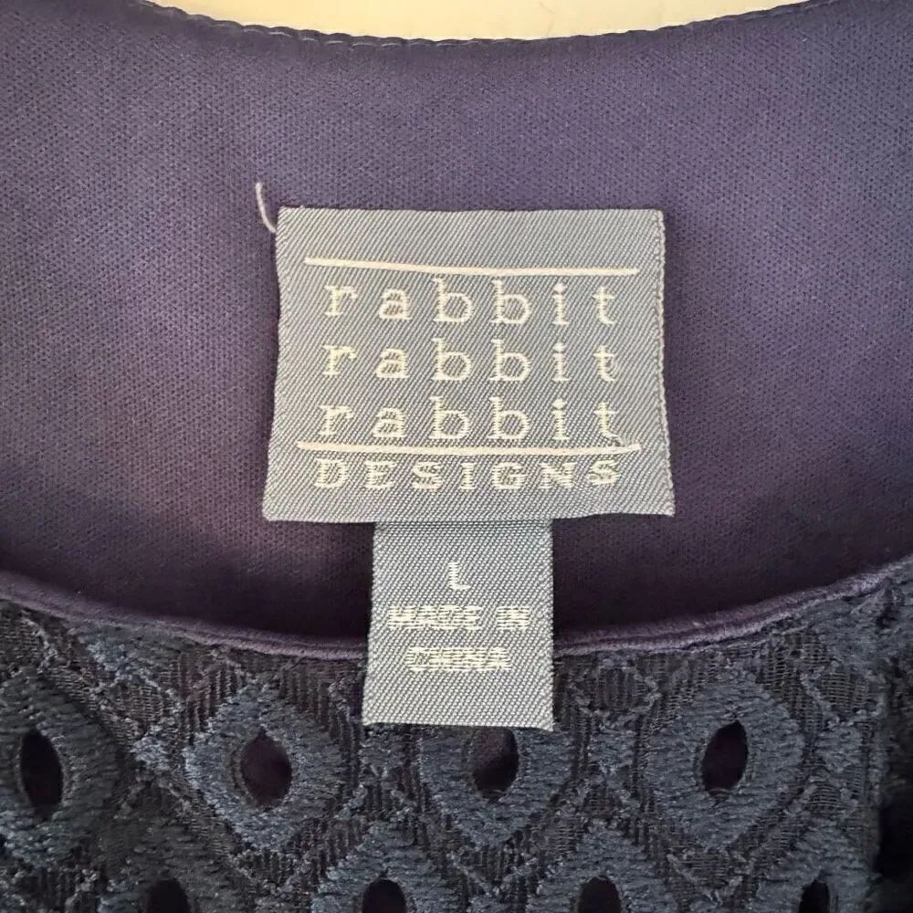 Rabbit Rabbit Rabbit Designs Navy Lace Crochet Ruffle Dress Size Large - Picture 4 of 5